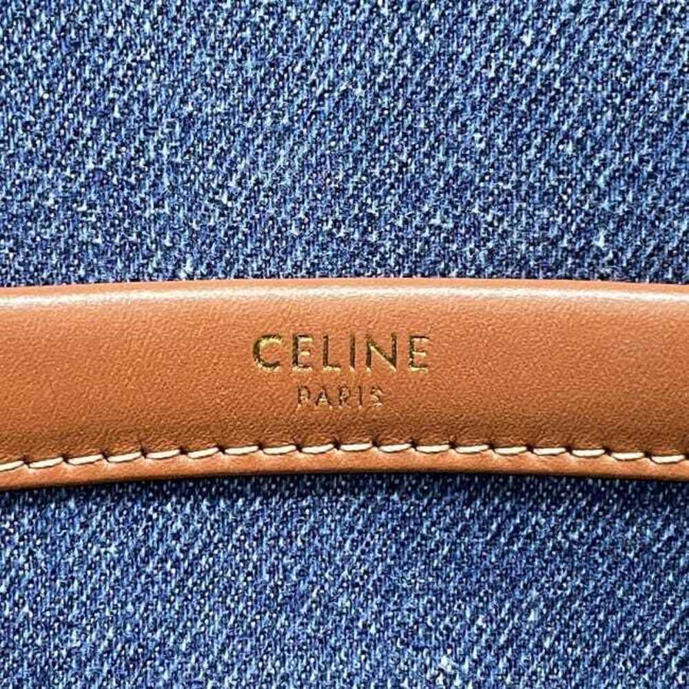Celine Cabas Tote Bag Blue Denim Leather Logo Embroidery Document Shoulder Rare - Picture 10 of 10
